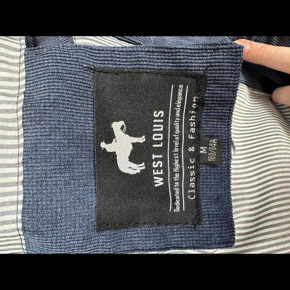 West Louis Navy + Brown Quilted Corduroy Jacket SIZE M - Picture 6 of 9